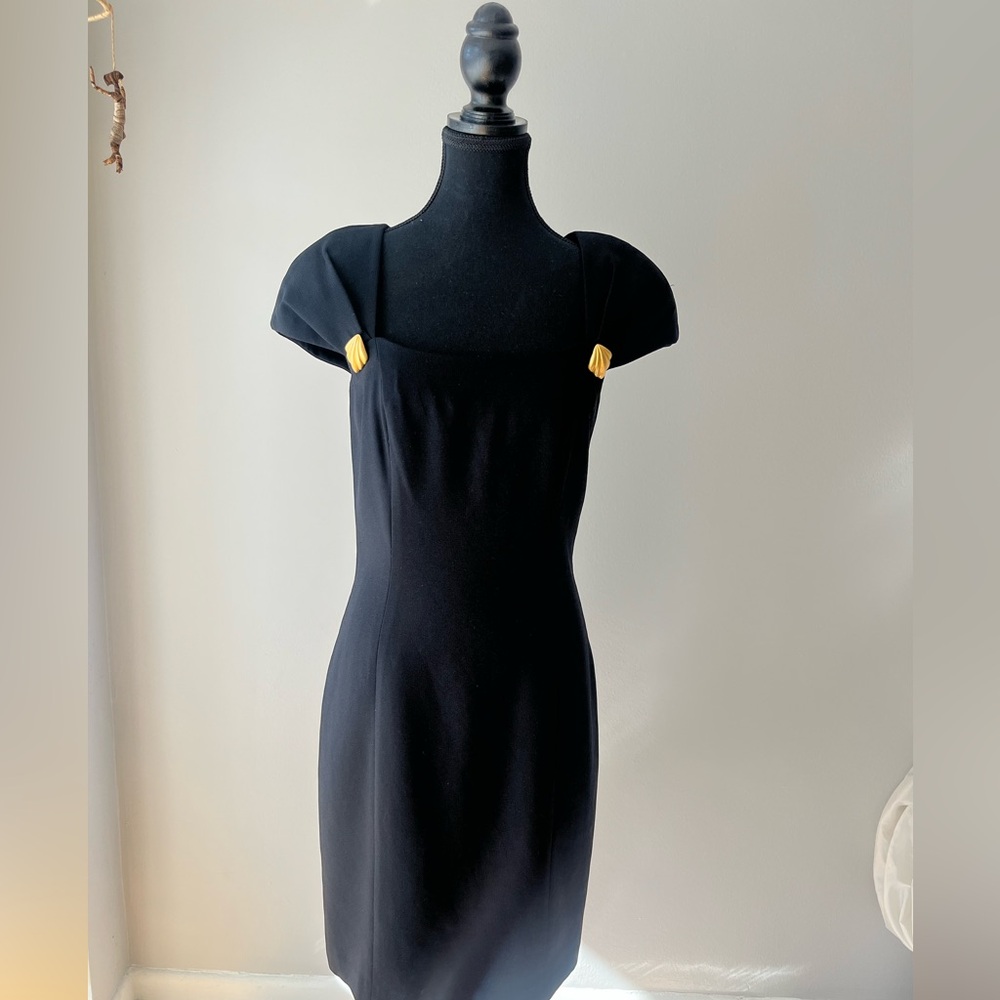 Vintage Black Mini Dress with Gold Details